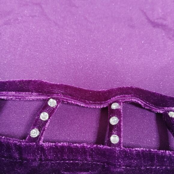 Quacker Factory Size XL Extra Large Purple Velvet Jewel Long Sleeve Fancy Blouse - Picture 5 of 12
